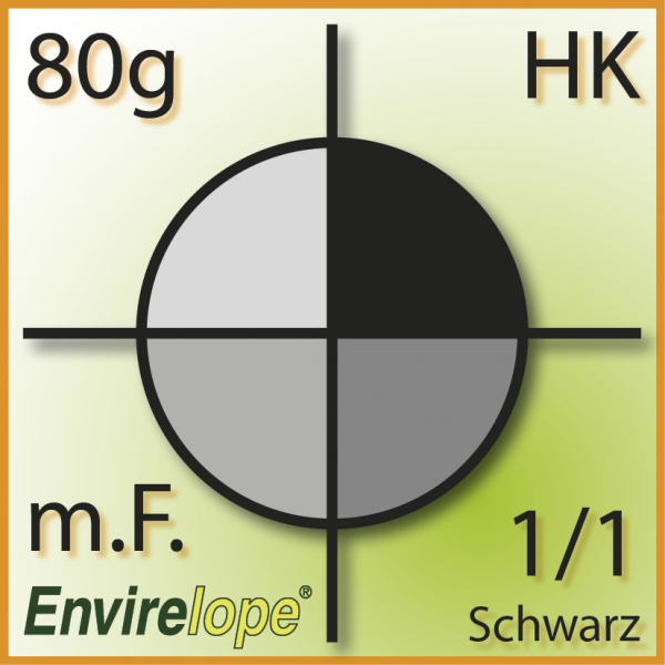 BU DL HK MF 80, Envirolope, 1/1 farbig schwarz bedruckt